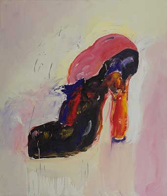 pump roze zwart, olieverf
